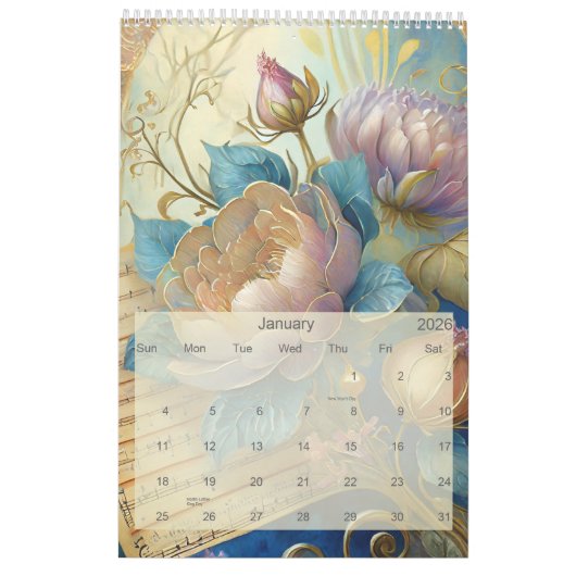 Boroque bloemenkalender kalender (Jan 2026)