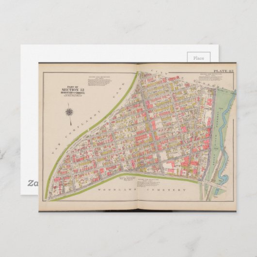 Borough of the Bronx map Briefkaart (Voorkant / Achterkant)