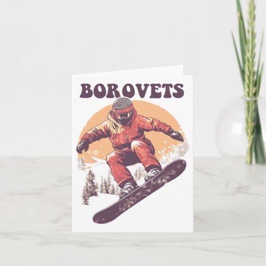 Borovets Bulgarije Retro Snowboard Kaart (Voorkant)