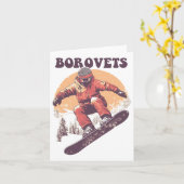 Borovets Bulgarije Retro Snowboard Kaart (Gele Bloem)