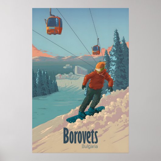 Borovets Bulgarije Snowboarden Reisposter Poster (Voorkant)