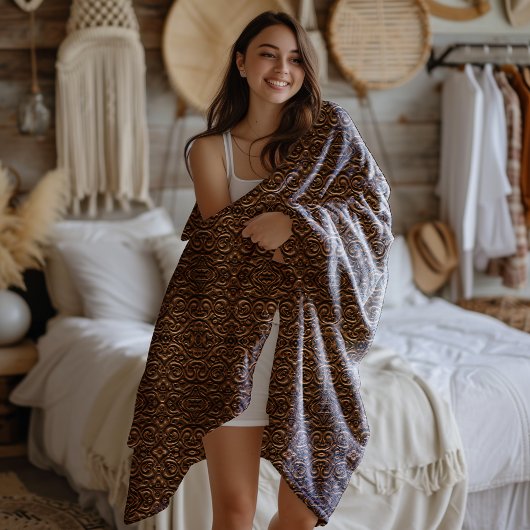 Borre Viking Style Faux Leather Pattern Fleece Deken