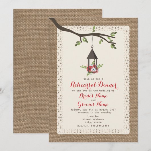 BORREL Geïnspireerd Floral lantern repesial Dinner Kaart (Voorkant / Achterkant)