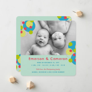 Borrelende Cirkels Baby Tweeling Foto Geboorteaank Aankondiging