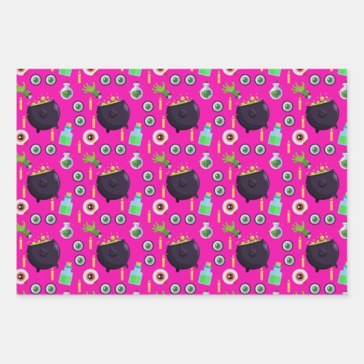 Borrelende Heksenketel Magisch Toverdrank Ogen Hal Inpakpapier Vel (Voorkant 2)