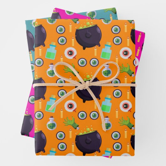 Borrelende Heksenketel Magisch Toverdrank Ogen Hal Inpakpapier Vel (In situ)