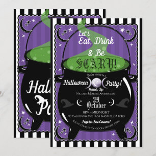 Borrelende Ketel Whimsical Heksen Halloween Feestj Kaart