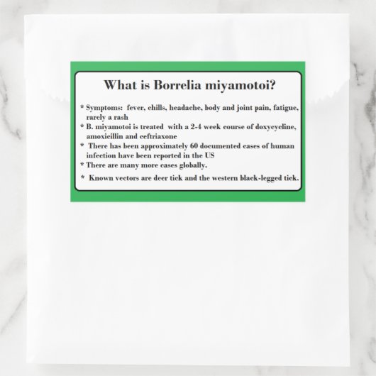 Borrelia Miyamotoi Lyme Awareness Stickers (Tas)
