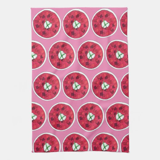 Borscht Eastern European Red Beet Beet Soup Theedoek (Verticaal)