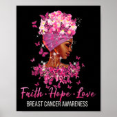 Borst Cancer Awareness Faith Hope Love Butterflie Poster (Voorkant)