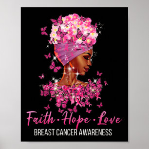 Borst Cancer Awareness Faith Hope Love Butterflie Poster