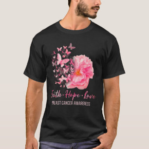 Borst Cancer Awareness Faith Hope Love Butterflie T-shirt