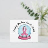 Borst Cancer Ribbon Merry Kerstmis Snowglobe Feestdagenkaart (Staand voorkant)