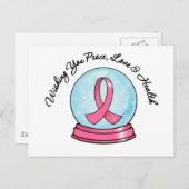 Borst Cancer Ribbon Merry Kerstmis Snowglobe Feestdagenkaart (Voorkant / Achterkant)