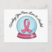 Borst Cancer Ribbon Merry Kerstmis Snowglobe Feestdagenkaart (Voorkant)