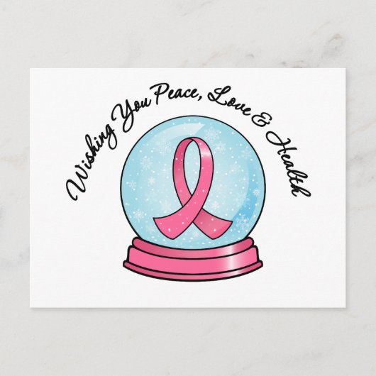 Borst Cancer Ribbon Merry Kerstmis Snowglobe Feestdagenkaart (Voorkant)