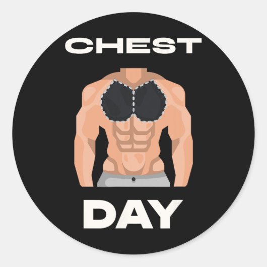 Borst Dag Bench Press Pecs Bodybuilding Ronde Sticker (Voorkant)
