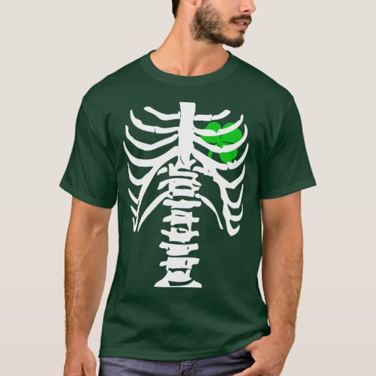 Borst X-Ray Irish Shamrock met Botten St Patricks T-shirt (Voorkant)