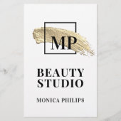 Borstel abstract gouden borstel wit flyer (Voorkant)