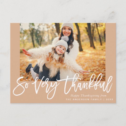 Borstel belettering gelukkige Thanksgiving kaart (Voorkant)