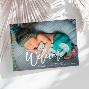 Borstel belettering schattig baby geboorte aankond briefkaart