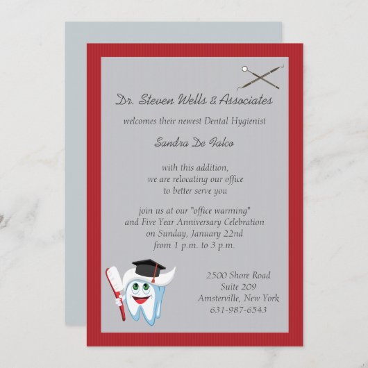 Borstel en Tand Tandheelkunde Afstuderen Kaart (Voorkant / Achterkant)