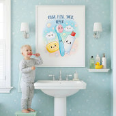 Borstel, Flos, Spoel, Was Kinderen Badkamer Muur K Poster