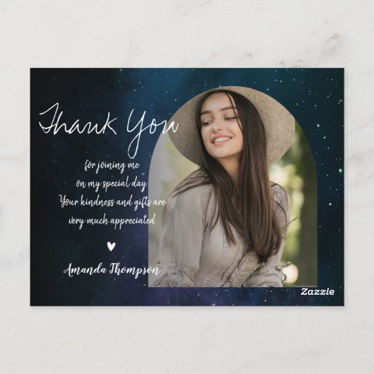 Borstel Font Script 2025 Afstuderen Foto Dank u Briefkaart (Achterkant)