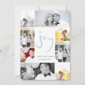 Borstel geborsteld Joy Calligraphy Star Blue 6 Pho Feestdagenkaart (Voorkant)