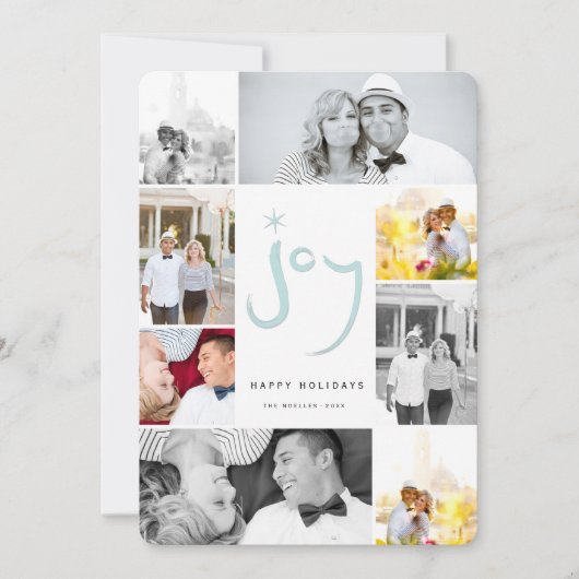 Borstel geborsteld Joy Calligraphy Star Blue 6 Pho Feestdagenkaart (Voorkant)