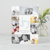 Borstel geborsteld Joy Calligraphy Star Blue 6 Pho Feestdagenkaart (Staand voorkant)