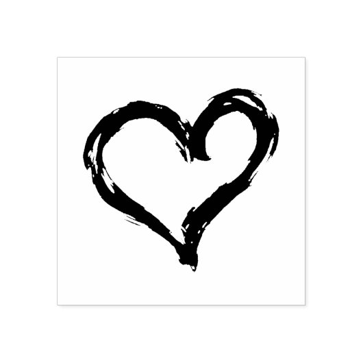 Borstel geschilderd hart Rubber Stamp Rubberstempel (Afrduk)