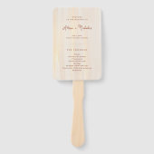 Borstel Goud & Terracotta Script Huwelijksprogramm Handwaaier (Voorkant)
