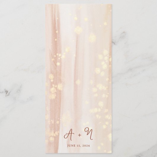 Borstel Goud & Terracotta Script Monogram Bruiloft Menu (Achterkant)