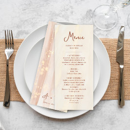 Borstel Goud & Terracotta Script Monogram Bruiloft Menu