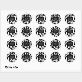 Borstel harten patroon ronde sticker (Vel)