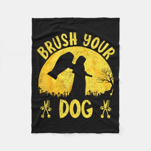 Borstel Hond Trimmen Reaper Halloween Grappige Hon Fleece Deken (Voorkant)