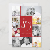 Borstel Joy Calligraphy Star White 6 Photo Collage Feestdagenkaart (Voorkant)