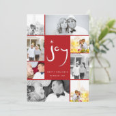 Borstel Joy Calligraphy Star White 6 Photo Collage Feestdagenkaart (Staand voorkant)