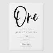 Borstel kalligrafie 1e verjaardag vellum uitnodigingen (Voorkant)