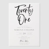 Borstel kalligrafie 21 verjaardag vellum uitnodigingen (Voorkant)