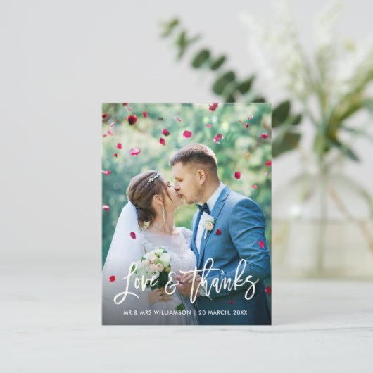 Borstel kalligrafie bruiloft Dank u Briefkaart (Staand voorkant)