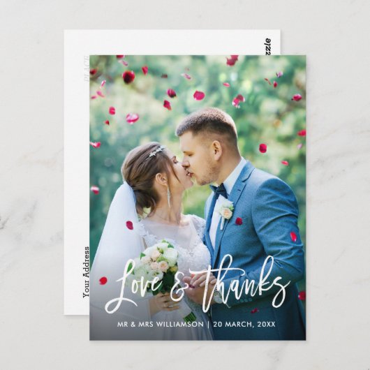 Borstel kalligrafie bruiloft Dank u Briefkaart (Voorkant / Achterkant)