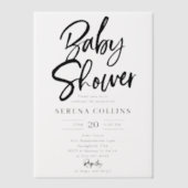 Borstel kalligrafie minimalistisch Baby shower Vellum Uitnodigingen (Voorkant)