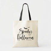 Borstel Lettering Spooky Halloween Trick or treat Tote Bag (Voorkant)