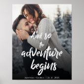 Borstel Lettertype "Adventure begint met huwelijks Poster (Voorkant)