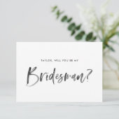 Borstel met blush word mijn Bridesman Kaart (Staand voorkant)