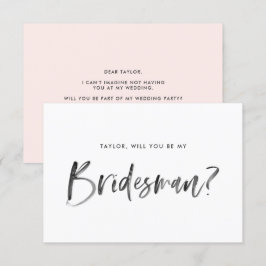 Borstel met blush word mijn Bridesman Kaart