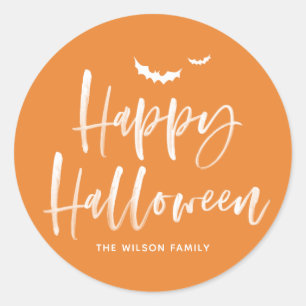 Borstel met Happy Halloween Oranje dank Ronde Sticker