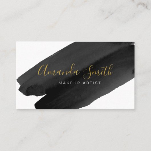 Borstel met zwarte en gouden Waterverf Visitekaartje (Voorkant)